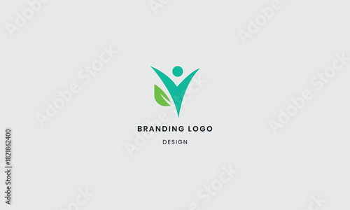 Minimalist environmental human logo design template vector
