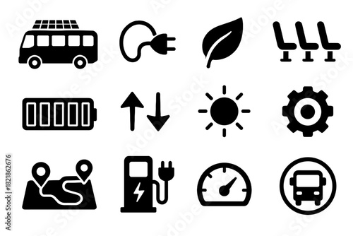 Pack eco icon flow solar symbol arrows vector icons battery charging bus