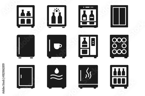 Luxury premium paneling vector wine icon beverage mini fridge custom glass magnetic