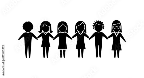 Silhouette of People Holding Hands in Unity and Connection