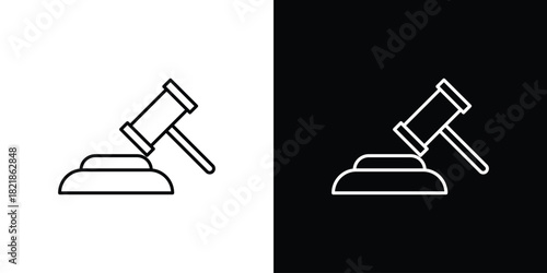 Gavel icons isolated outline vector icon with editable stroke