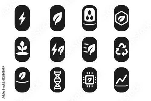 Compact capsule vector eco renewable monitoring icons sustainable hybrid module icon storage