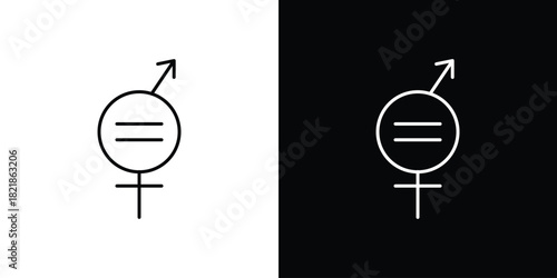 Gender equality icons isolated outline vector icon with editable stroke