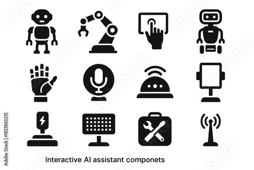 Array icon robotic hand vector antenna ai tablet tool interactive panel sensor