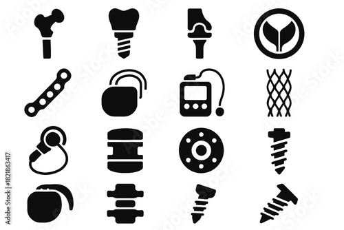 Insulin cochlear icons implant icon medical plate vector vascular artificial hip pump