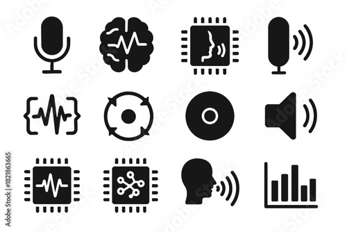 Pipeline arrows circuit echo vector activation sound voice command icons speech icon