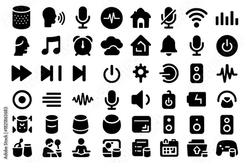 Speaker grill voice ai assistant volume icon icons led knob vector microphone