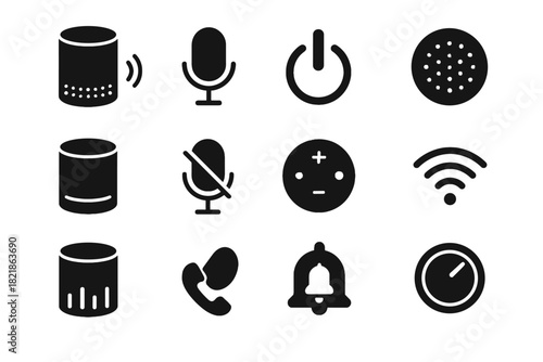 Controls icon waves mute smart microphone voice volume ai vector speaker