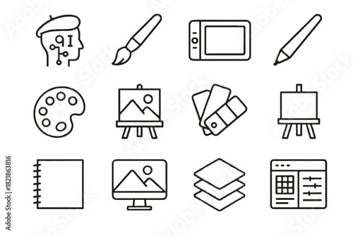 Tool ai vector stylus tablet palette icon layers digital color canvas creative