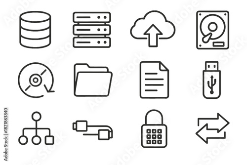 Network drive icon data backup rack management hard disk icons file vector