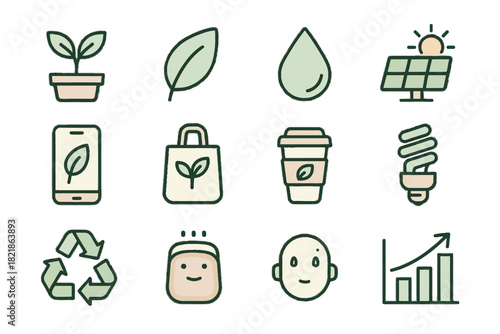 Eco icon saving symbol vector icons color water palette reusable solar friendly