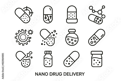 Icon medicine micro controlled therapeutic nano smart carrier pod icons capsule drug