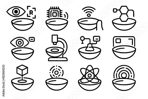 Icon bio portable wearable lens ar laboratory vector futuristic interactive observation