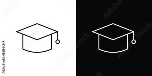 Graduation cap icons isolated outline vector icon with editable stroke