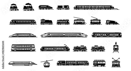 Diverse Pixel Art Train Collection A Transportation Icon Set