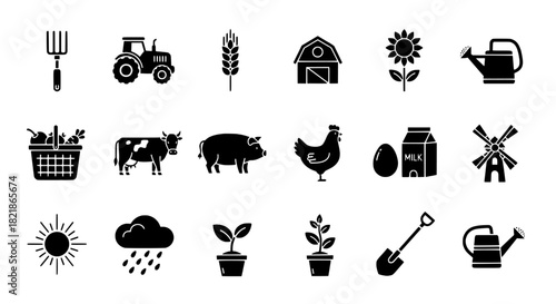 Agriculture and Farming Icon Set Cultivating Growth