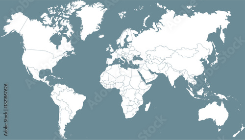 World map. Grey modern vector map. Silhouette map.