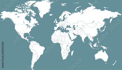 World map. Grey modern vector map. Silhouette map.