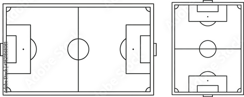 Architectural plans depicting two top down views of a soccer field layout