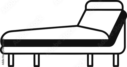 Minimal outline therapist couch black vector design isolated on transparent background