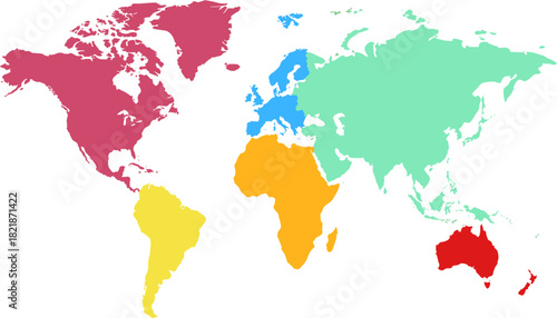 World map. Color modern vector map. Silhouette map