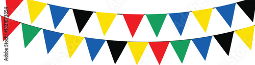 Colorful triangular bunting flags hanging on a string for party decoration