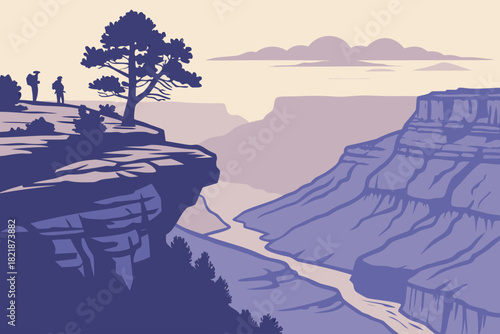 Grand Canyon Desert Rim Silhouette Ultra Minimal Vector – Modern Landmark Illustration for Travel, Nature, and Lifestyle Graphics