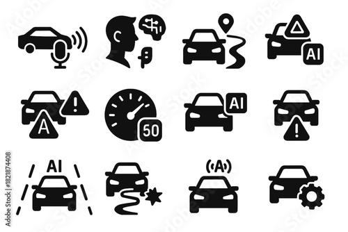 Car limit icon vehicle parking traffic ai monitoring monitor status vector icons