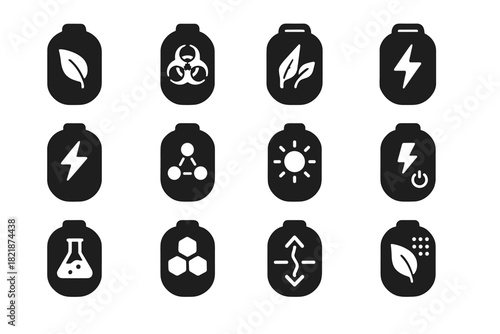 Energy power biochemical pack icon storage battery monitor intelligent eco vector pod