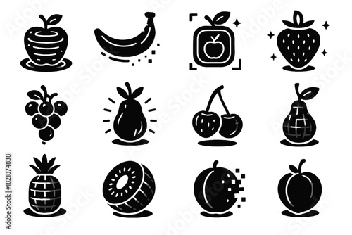 Glowing pear icon icons hologram vector kiwi apple digital garden virtual slice