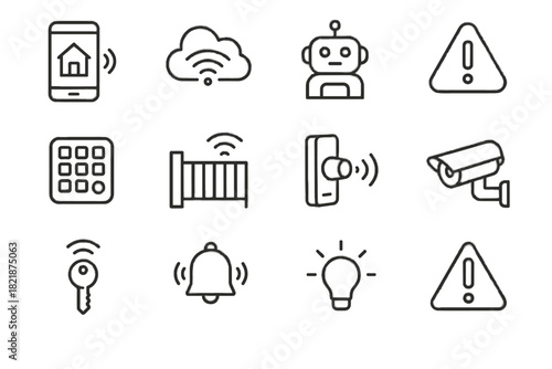 Control sensor vector icons alarm smart notification icon assistant mobile alert indicator
