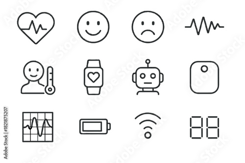 Emotion connection icon vector rate waves icons monitor tracker heart frown sensor