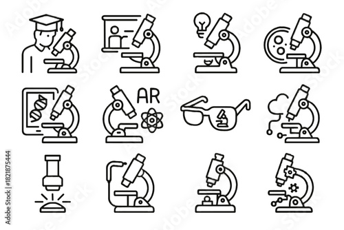 Vector lenses student innovative lens classroom bio icon connected reality cellular holographic