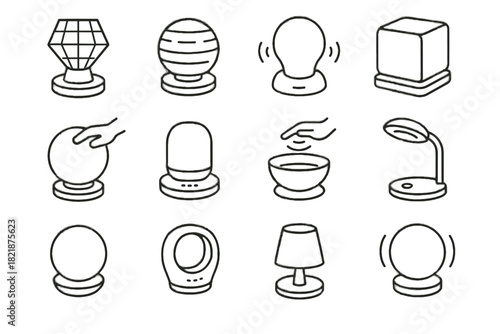 Glow desk futuristic orb interactive lamp responsive icon light vector mood icons