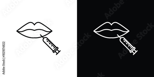 Lips injection icons isolated outline vector icon with editable stroke