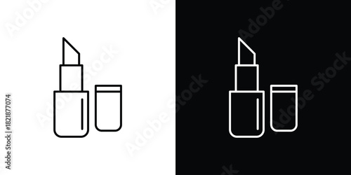 Lipstick icons isolated outline vector icon with editable stroke