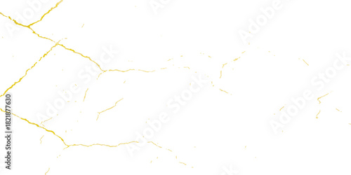 Elegant yellow gold crack pattern on white, abstract veining texture background