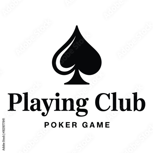 poker logo design featuring a simple minimalist card game emblem with classic card suit symbols, clean geometric shapes, and gambler-themed illustration elements for gaming branding and casino graphic