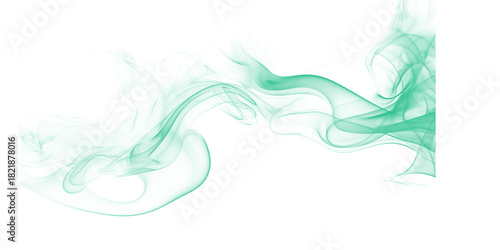 Emerald Serpentine Ethereal teal smoke art on black background wispy trails elegant forms swirling pattern fantasy