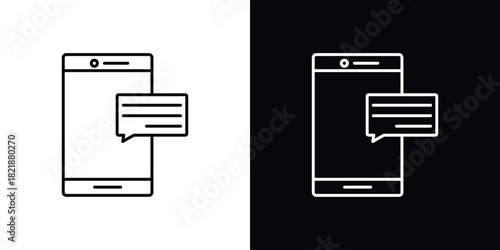 Mobile message icons isolated outline vector icon with editable stroke