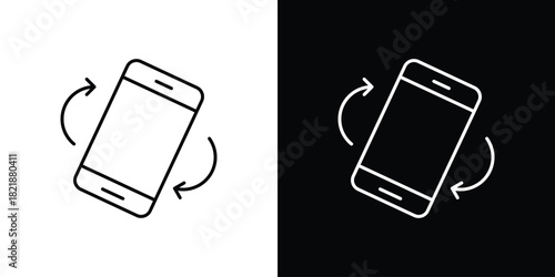 Mobile rotate icons isolated outline vector icon with editable stroke