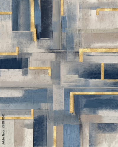 Contemporary abstract painting with bold lines and geometric shapes, perfect for adding a modern touch to spaces that need a stylish and artistic focal point