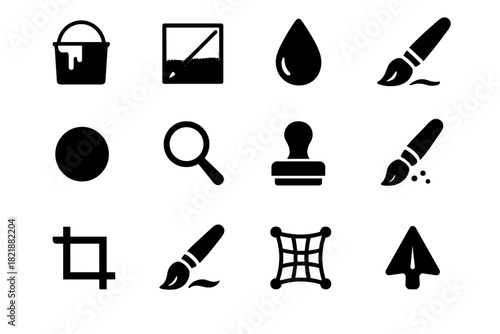 Crop burn tool healing gradient modern dodge warp painting icon vector liquify