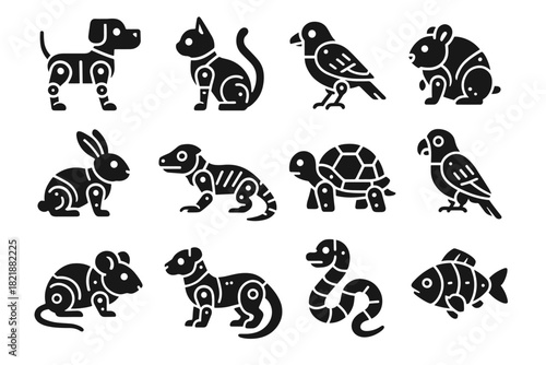 Ferret vector icon robotic bird hamster animal dog fish mouse icons lizard