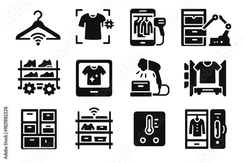 Organizer icons futuristic icon smart drawer wardrobe scanner folding clothing vector closet