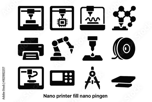 Tool desktop spool printer calibration vector filament microchip icon station nano