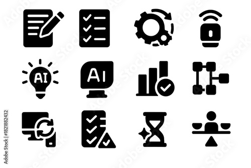 Lightbulb arrows icons prioritizer idea efficiency icon checklist voice ai vector bar