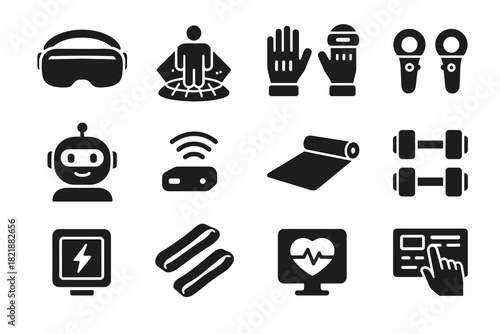 Ar panel icon monitor dumbbells wireless mat gen virtual next vector interactive