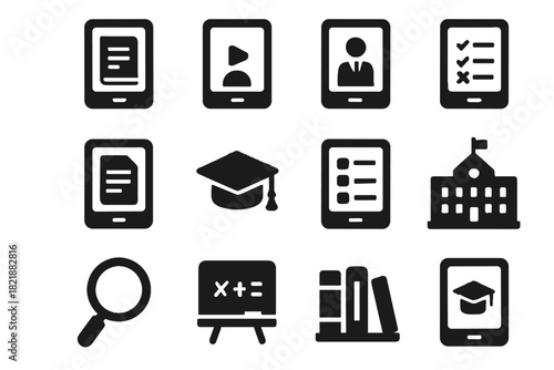 Building lecture education cap school research vector virtual app notes learning icon