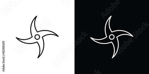 Ninja star icons isolated outline vector icon with editable stroke